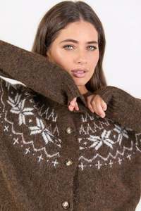 Shetland Chocolate Fairisle Detail Cardigan
