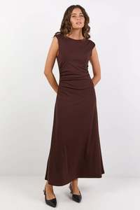 Dresses: Envelope Chocolate Sleeveless Knit Maxi Dress - Chocolate