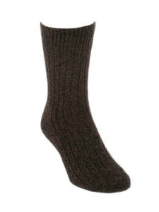 Accessories: Possum Merino Casual Rib Socks  - Brown Marl
