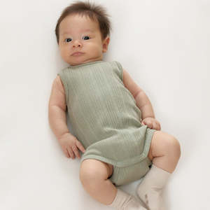 Woolbabe Merino/Organic Cotton Singletsuit - Flax Marl