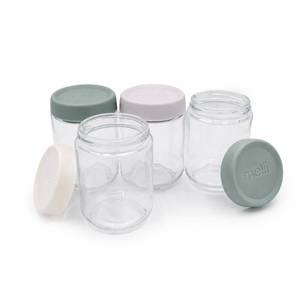 Melii Glass Overnight Oat Jars 4pk -Ivory/Oat Milk/Sage/Cactus Fern