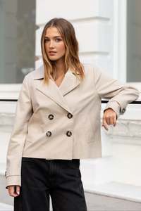 Pathway Cropped Trench Coat - Taupe