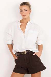 Uplifted Ivory Linen Oversized Shirt