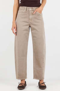 Idolise Taupe Stretch Soft Barrel Jeans