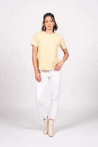 Tops: Emilia Top Short Sleeve - Yellow Stripe