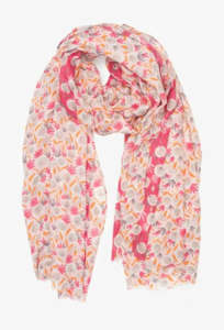Accessories: Pink Dandelion Print Scarf