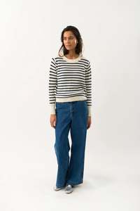 Lollys Laundry: Dane Jumper - Dark Blue Stripe