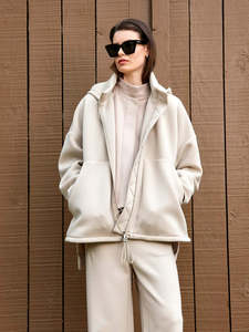 Coats Jackets: Tokyo Hooded Coat - Chalk