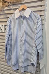 Shirts: Niall Shirt - Blue & Latte Stripe