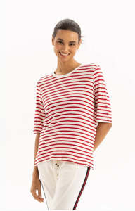 Linen Tee - Red Stripe