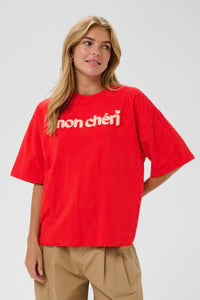 Shirts Tops: Panna Short Sleeve Sweatshirt - Fiery Red
