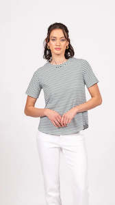 Wilson Trollope: Emilia Top Short Sleeve - Evergreen Stripe