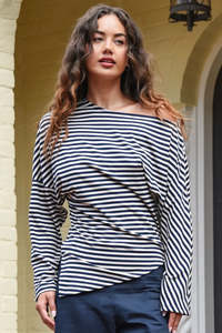 Curate: Double Agent Top - Navy Stripe