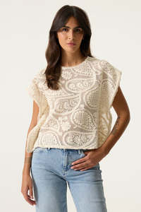 Shirts Tops: Boxy Crochet Top - Ecru