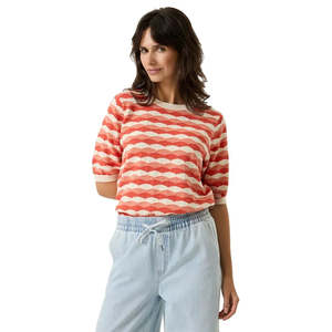 Shirts Tops: Print Pullover - Paprika