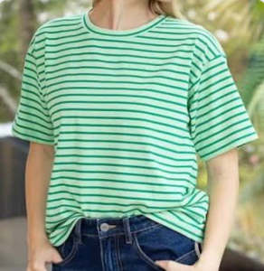 Shirts Tops: Charlotte T-Shirt - Mint Green Stripe