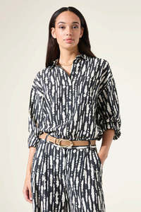 Shirts: Black Print Shirt