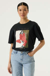 Tees: Flore Print Tee - Dark Gray