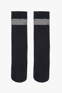 Socks: Black Net Top Stocking