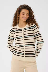 Saint Tropez 2: Pila Cardigan - Brown Rice Stripe