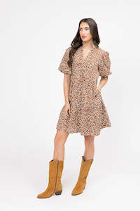 Reflective Mini Dress - Caramel