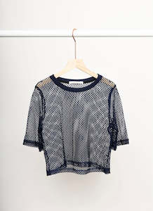 Arrow Mesh Top - Navy