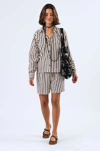 Bleeker Shirt - Black/Cream Stripe