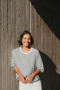 Aroha Top - Monochrome Check