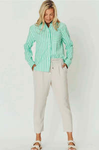 Shirts: Chloe Shirt - Green Stripe