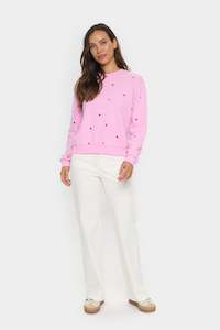 Saint Tropez: Dagna Sweatshirt - Pink Flame Hearts