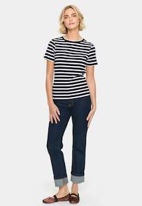 Saint Tropez: Aster Stripe T Shirt - Black/White