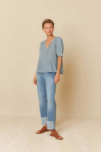 Indi Cold: Indigo Blouse - Indigo Print