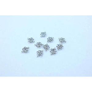 Z11. Silver Rose Connector Charm - 10pc