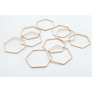 Large Hexagon Cutout Charm - Gold & Silver - 10pcs