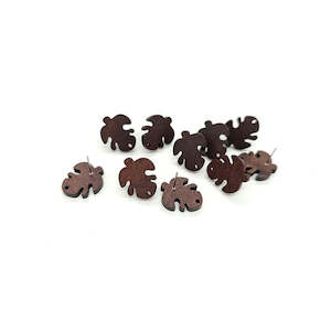 Earring Novelty: 20mm Monstera Wood Earring Stud  - 10pc