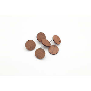 Earring Novelty: 15mm Round Wood Earring Stud  - 10pc