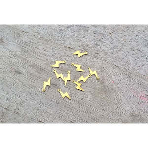 Discontinued: Coated Brass Lightning Bolt Charm - Gold - 10pcs