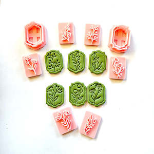 Shape Cutters: 137. Plant Stamps with 2 Frame Cutters set - 8 pc set