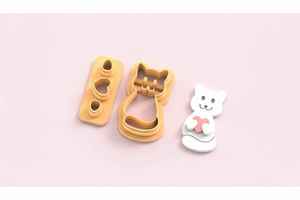 Shape Cutters: VDAY'26 - 17. Kitty with Heart Detail Cutter - 2 pc set