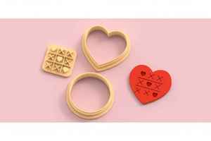 Shape Cutters: VDAY'26 - 5. Tic Tac Toe Heart Detail Cutter - 3 pc set
