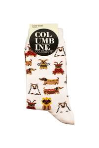 Products: Women's Dressed Up Dogs Cotton Crew Columbine