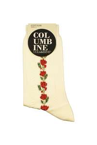 Products: Women's Embossed Flower Cotton Crew Columbine