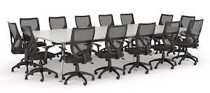 Large Meeting Tables 10 16 People: Euro Boardroom Table 3600 x 1800 with Flex Chair Package