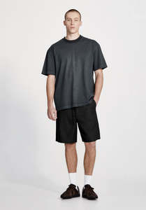 LINEN BLEND STUDIO SHORT, BLACK