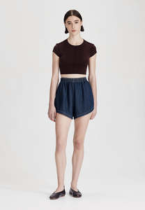 BOYFRIEND SHORT, DARK CHAMBRAY