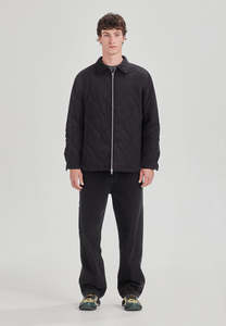 QUILTED ZIP JACKET, BLACK