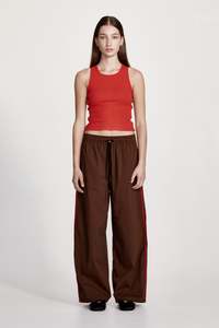 Bottoms Women: REC PANT, COCOA W RED