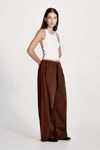 New Arrivals Women: FINE RIB RACER BACK, WHITE WITH RED STRIPE