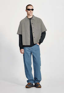 MENS BOX FIT OVERSHIRT, SMOKE