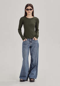 Womens Classics: BASE RIB LS, KHAKI